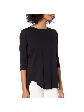 Bugatchi Women Black 3/4 Sleeve Top with Elbow Patches Size XL